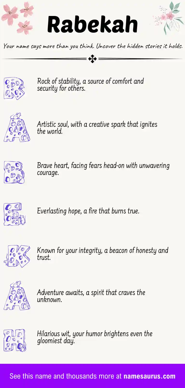 Acrostic poem about Rabekah.