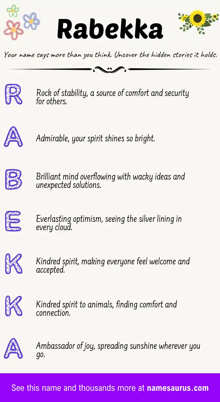 Acrostic poem about Rabekka.