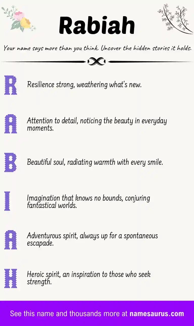 Acrostic poem about Rabiah.