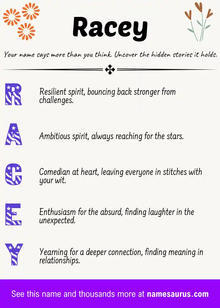 Acrostic poem about Racey.