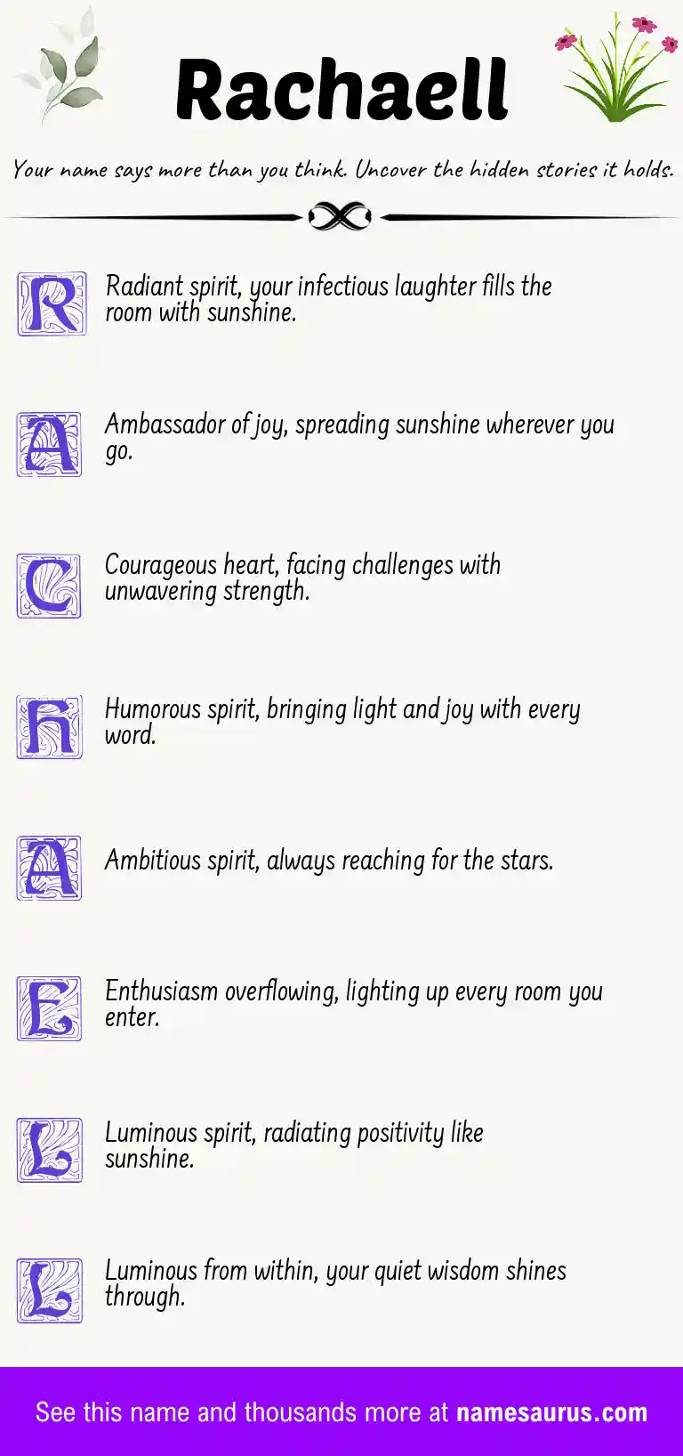 Acrostic poem about Rachaell.