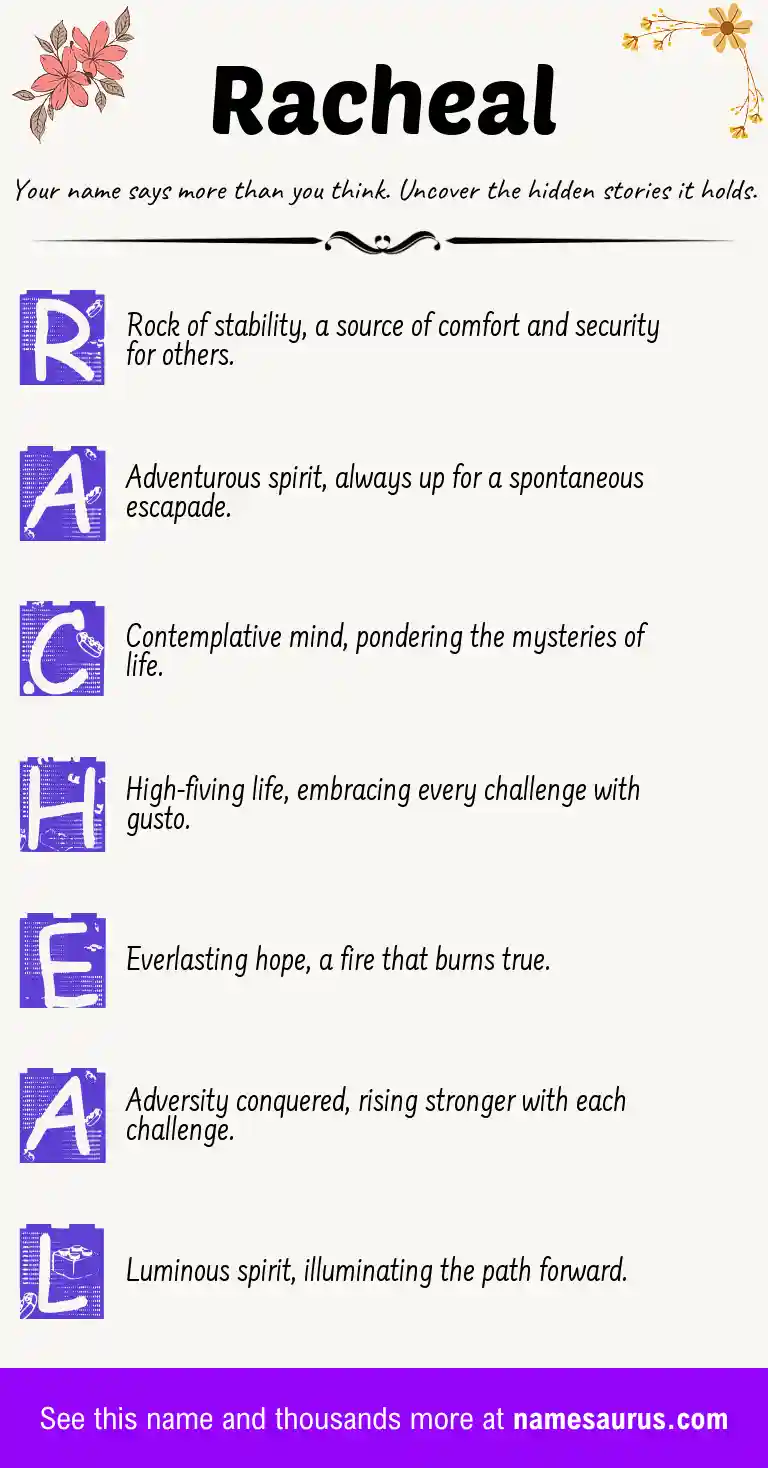Acrostic poem about Racheal.