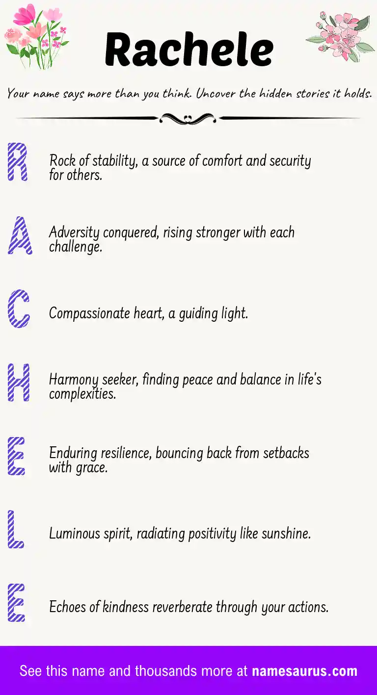Acrostic poem about Rachele.
