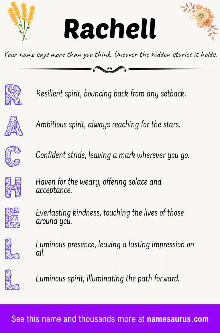 Acrostic poem about Rachell.