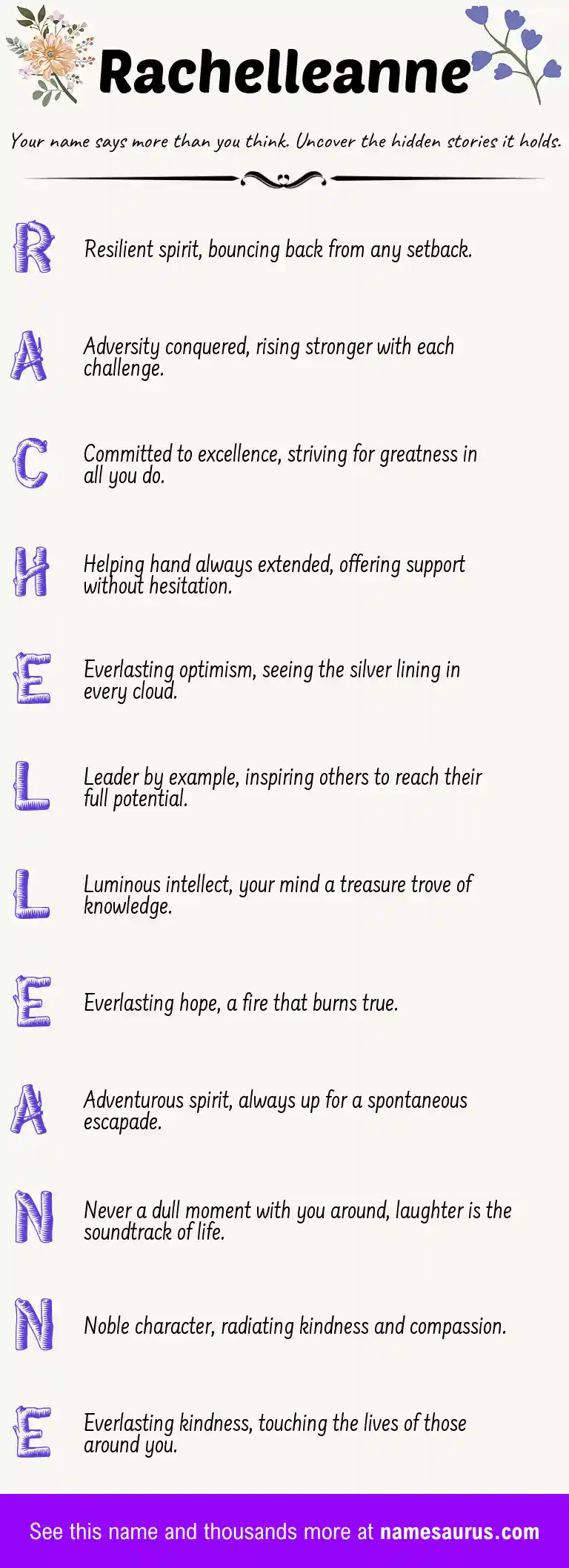 Acrostic poem about Rachelleanne.