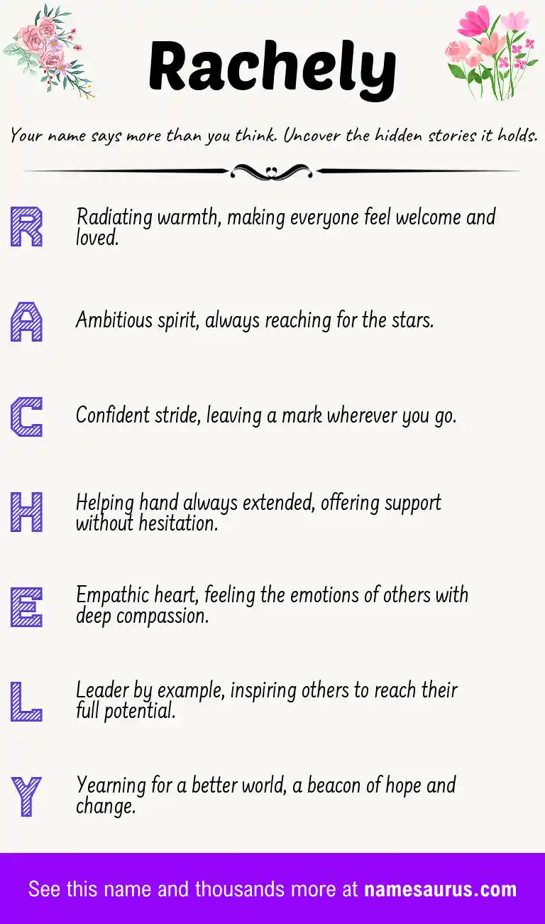 Acrostic poem about Rachely.