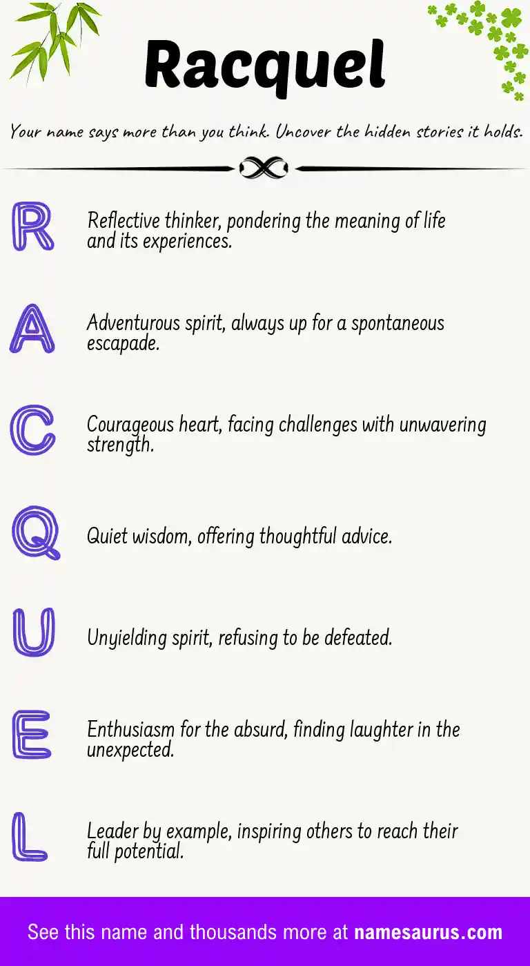 Acrostic poem about Racquel.