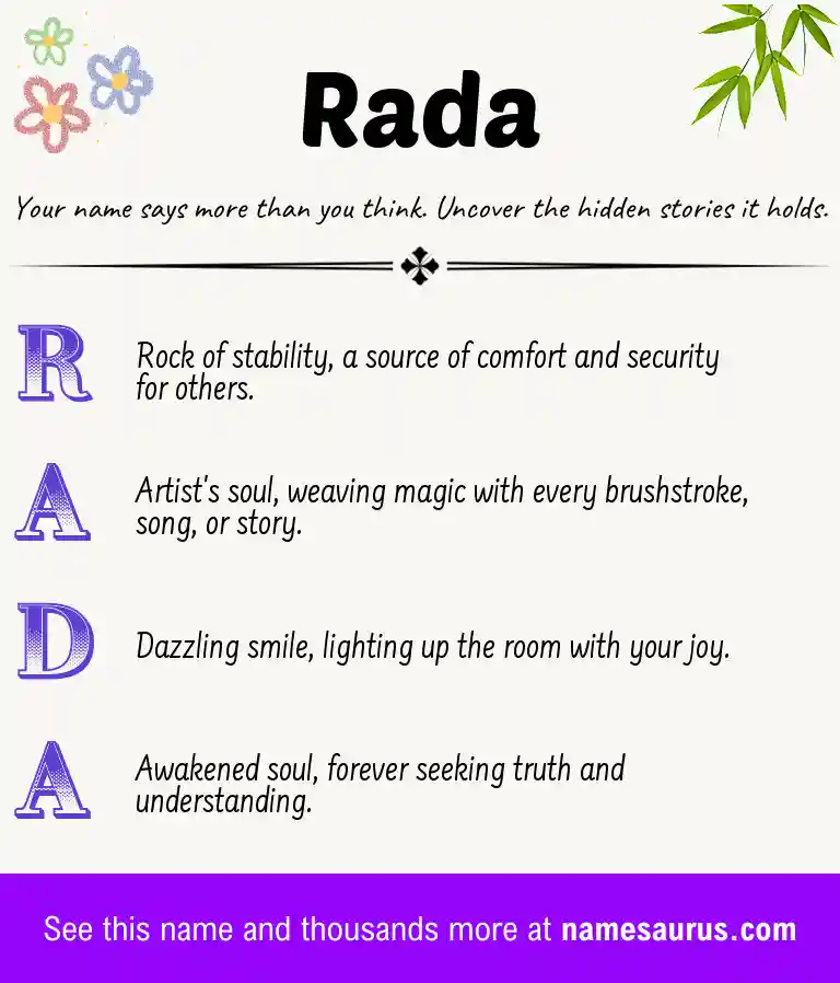 Acrostic poem about Rada.