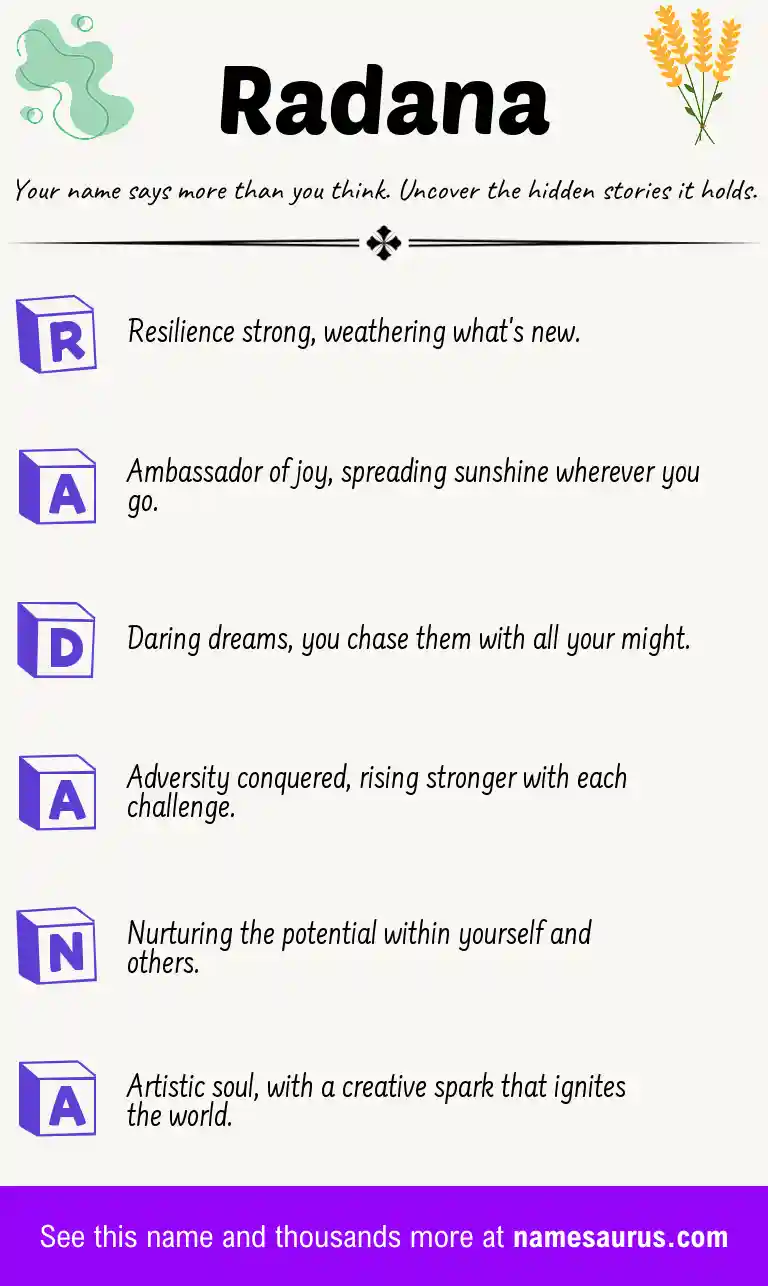 Acrostic poem about Radana.