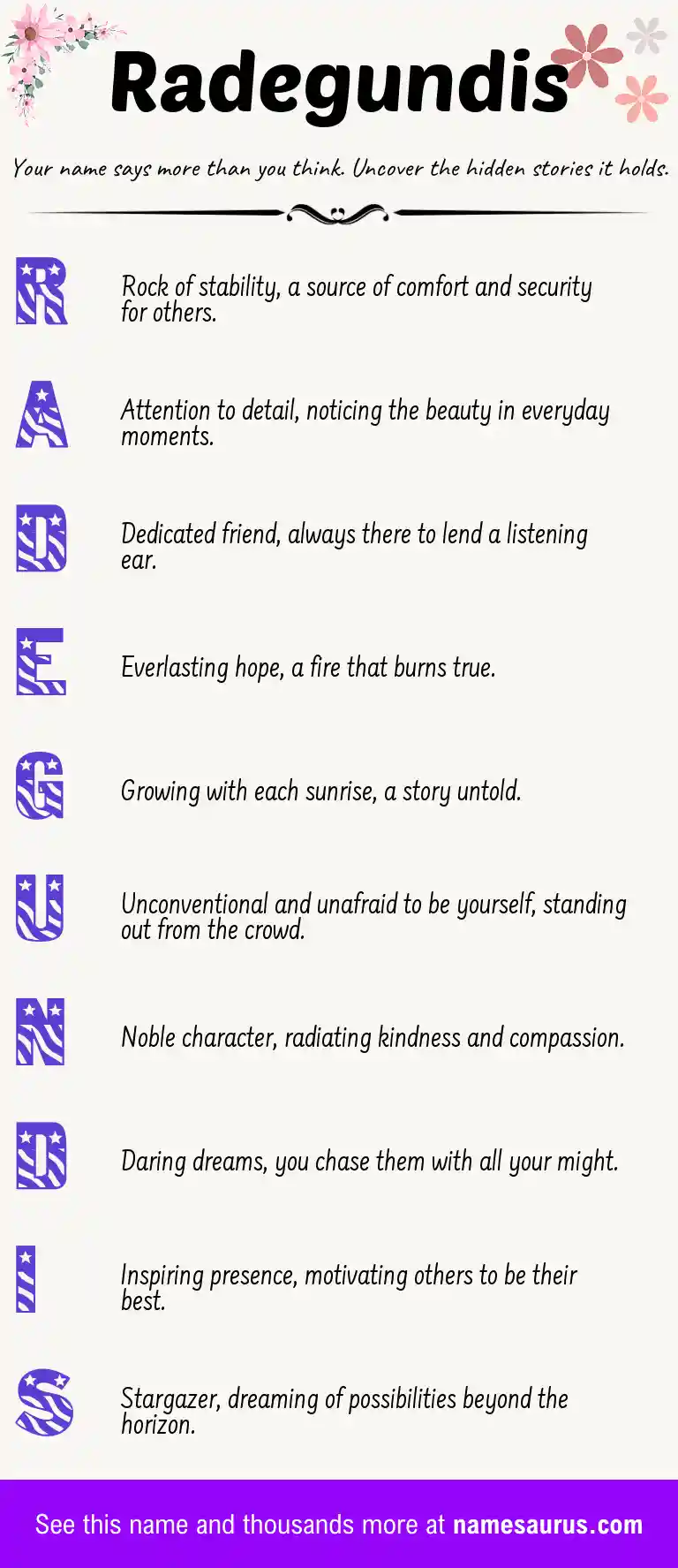 Acrostic poem about Radegundis.