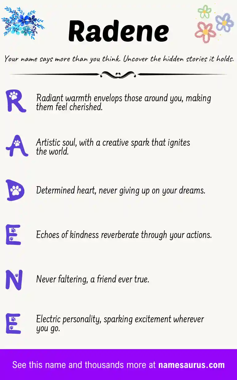 Acrostic poem about Radene.