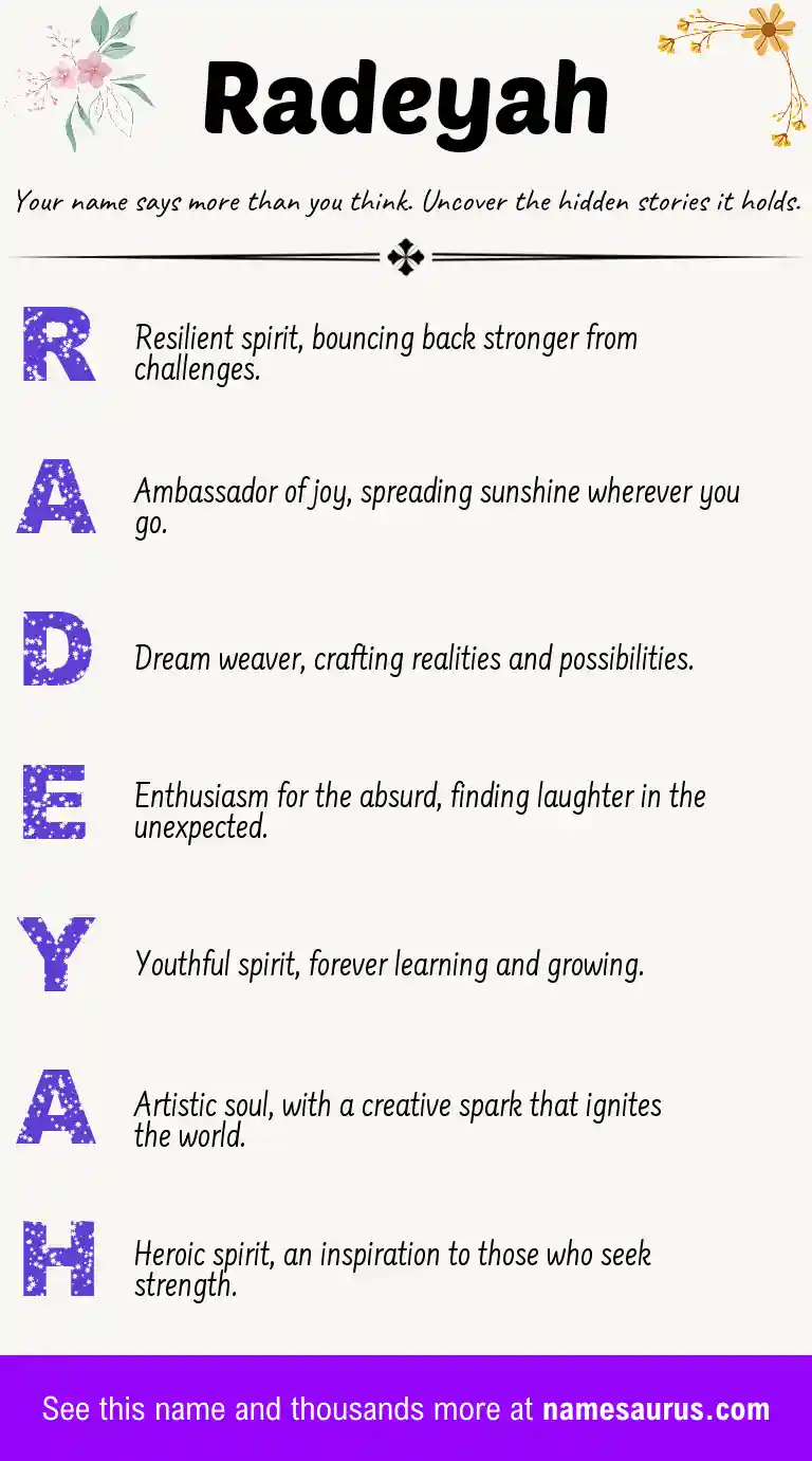 Acrostic poem about Radeyah.