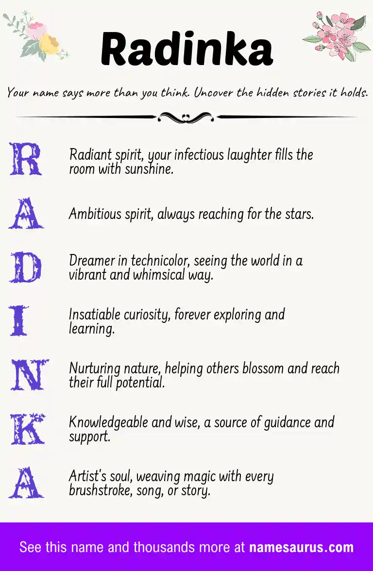 Acrostic poem about Radinka.