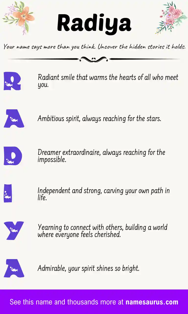 Acrostic poem about Radiya.