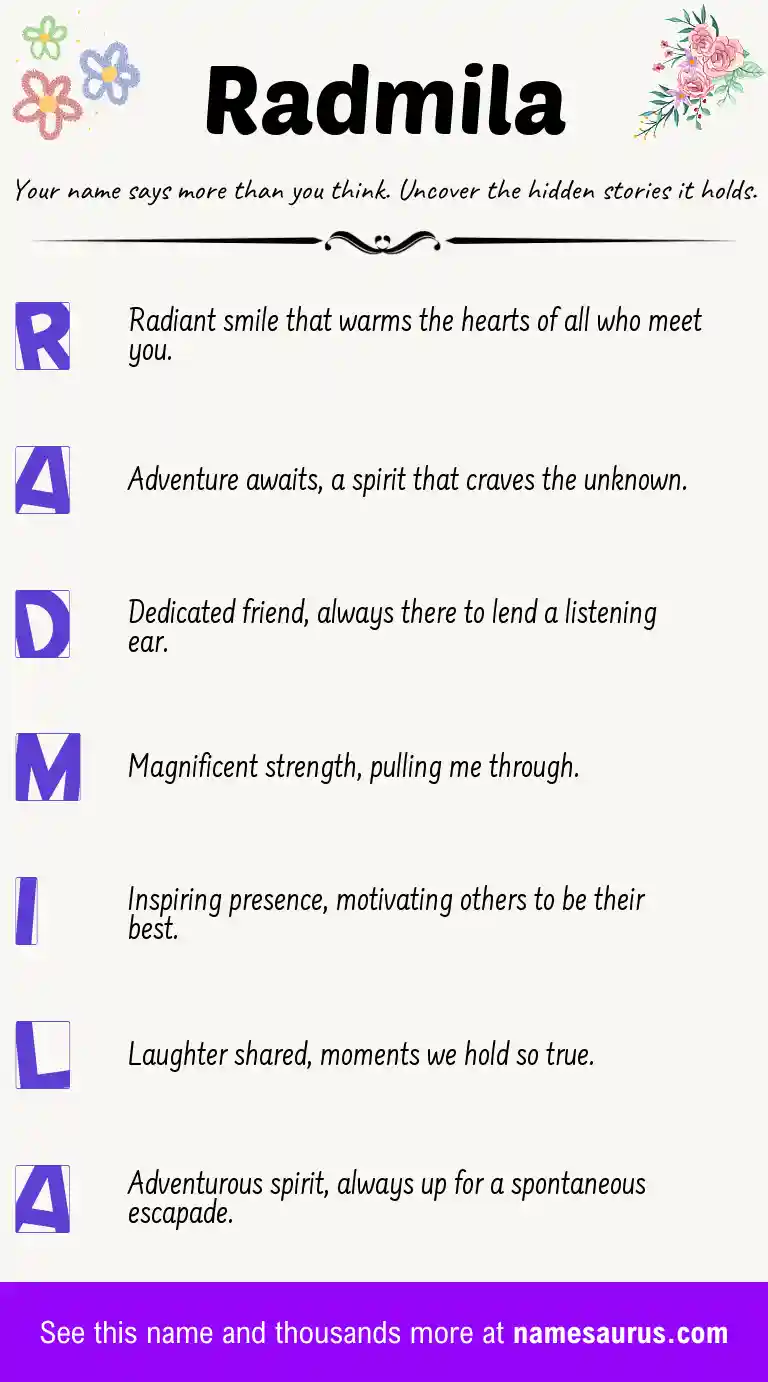 Acrostic poem about Radmila.