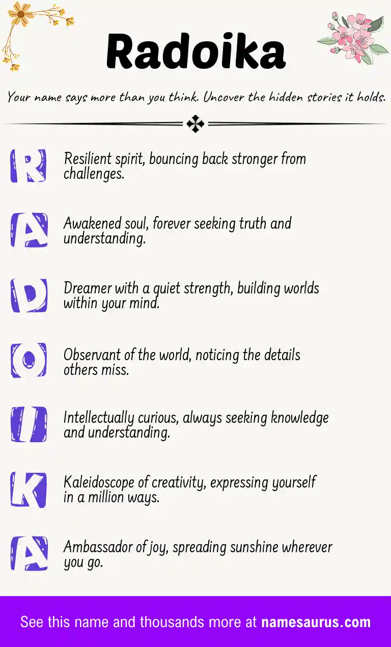 Acrostic poem about Radoika.