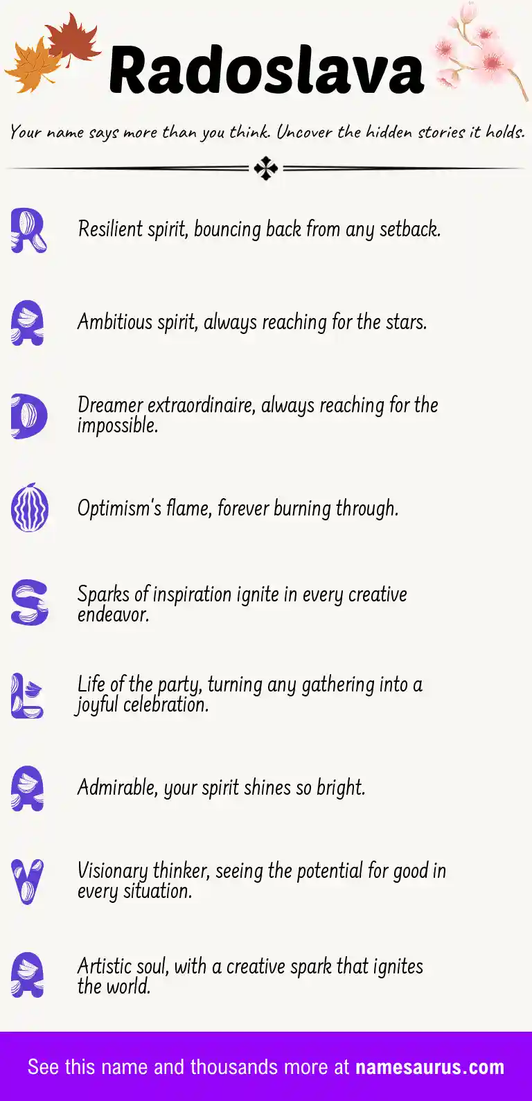 Acrostic poem about Radoslava.