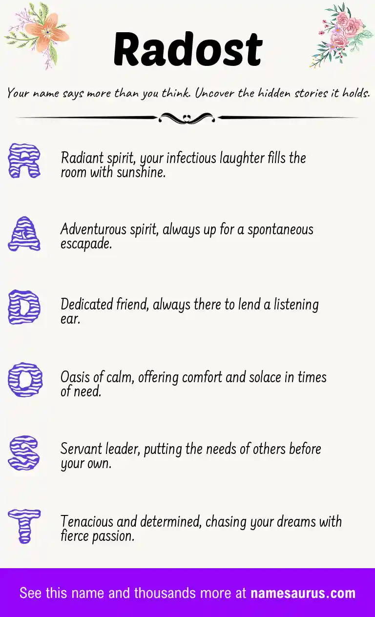 Acrostic poem about Radost.
