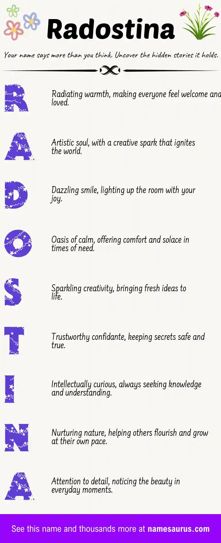 Acrostic poem about Radostina.