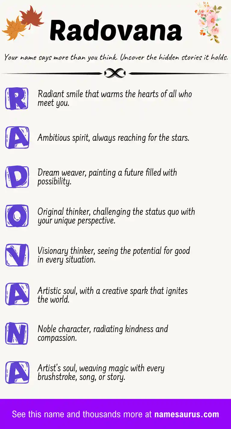 Acrostic poem about Radovana.
