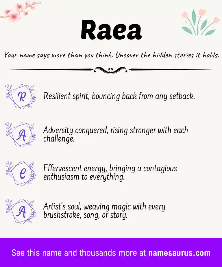 Acrostic poem about Raea.