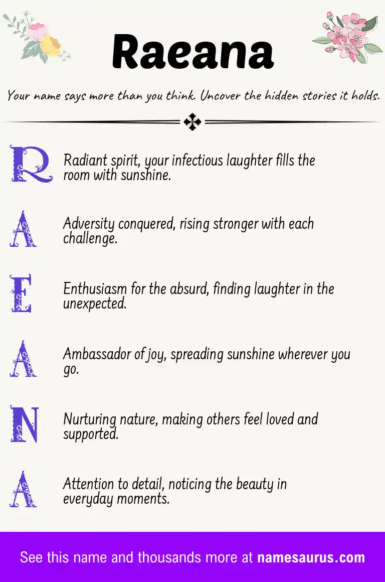 Acrostic poem about Raeana.