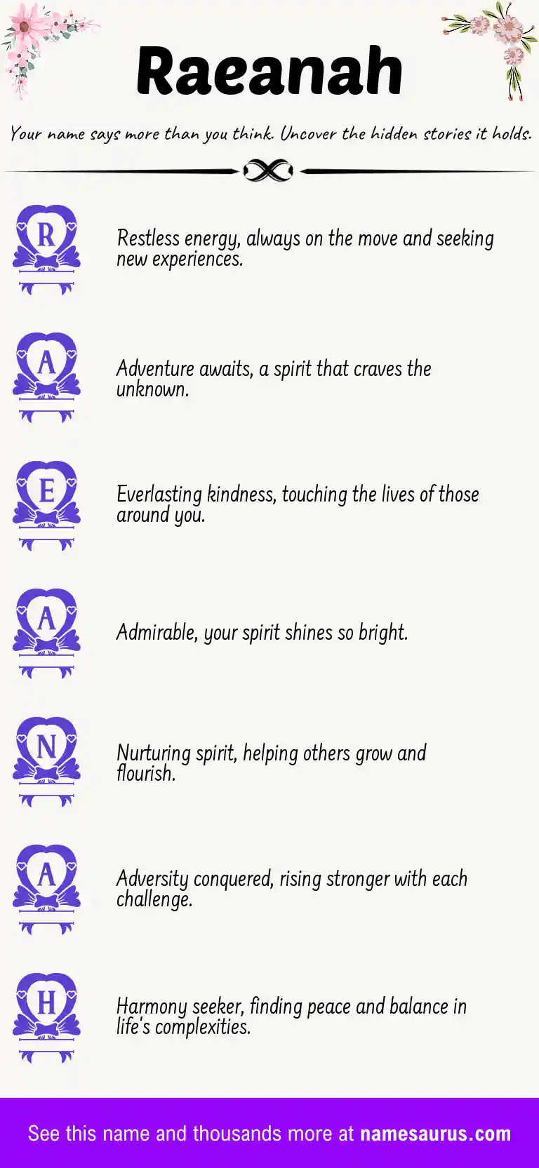 Acrostic poem about Raeanah.