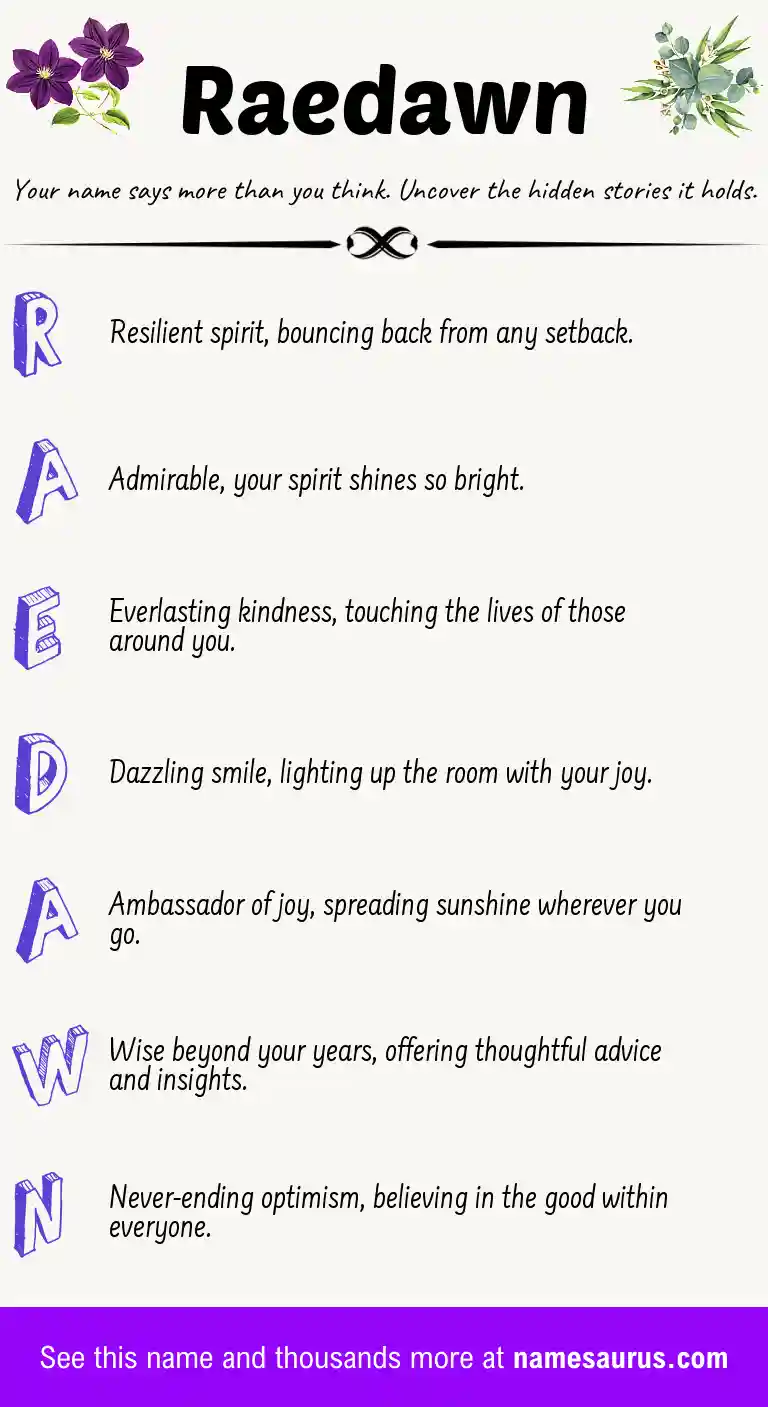 Acrostic poem about Raedawn.