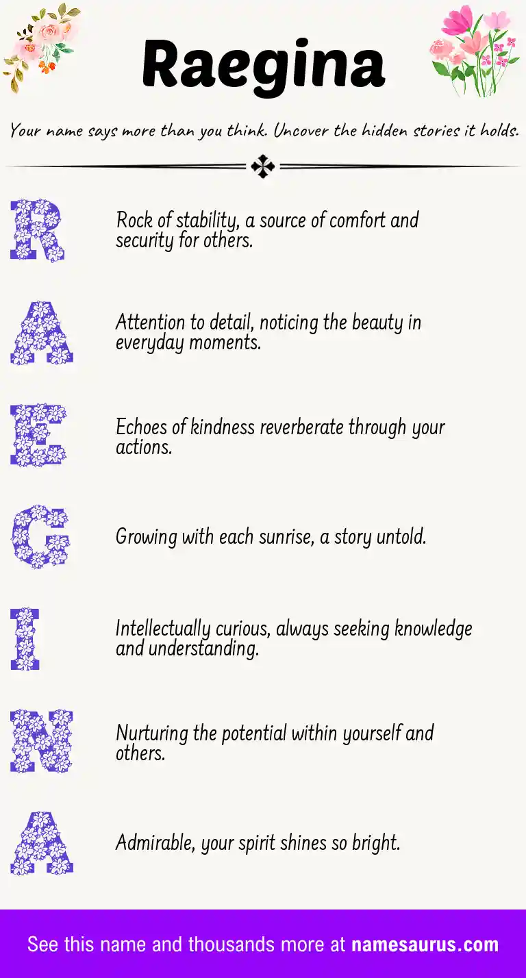 Acrostic poem about Raegina.