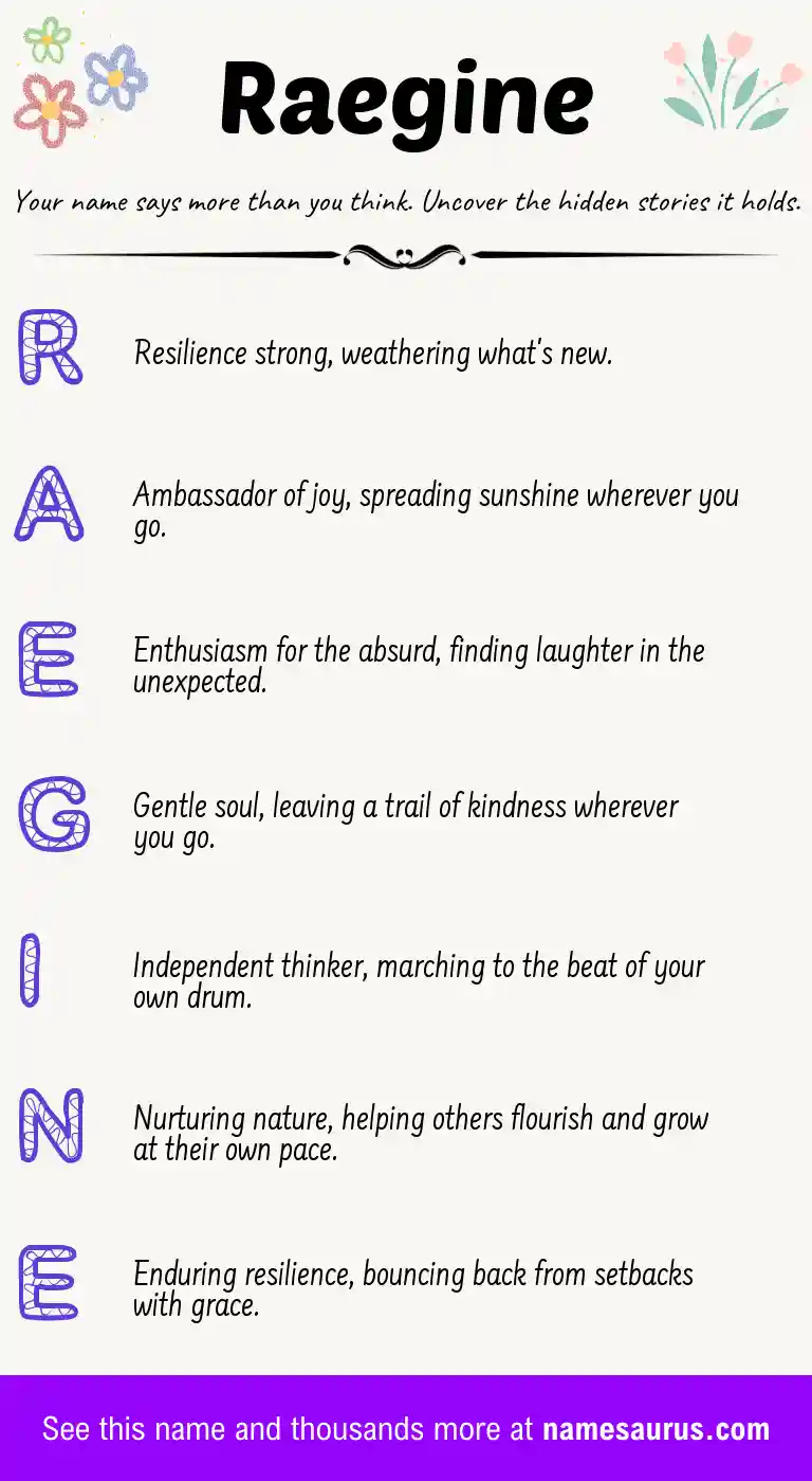 Acrostic poem about Raegine.