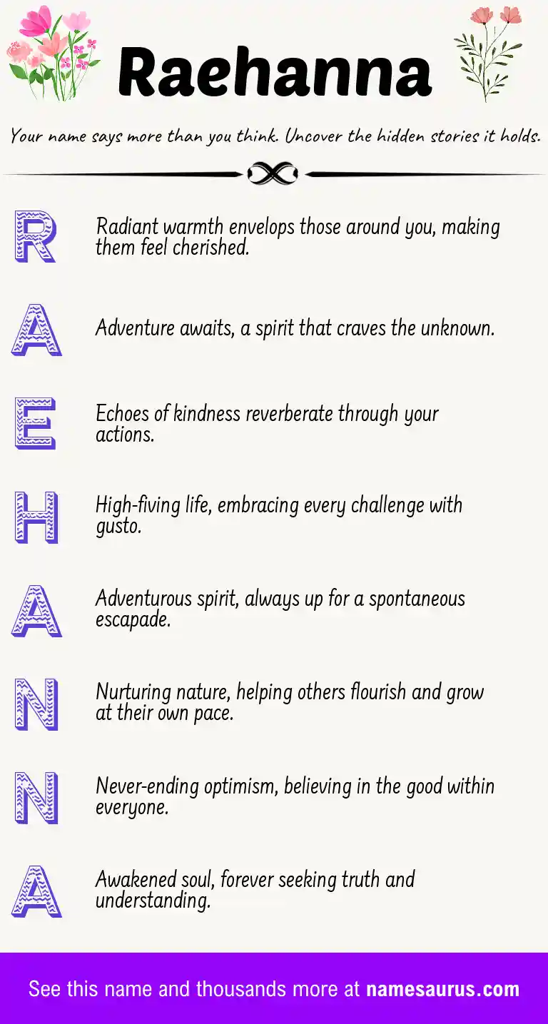 Acrostic poem about Raehanna.