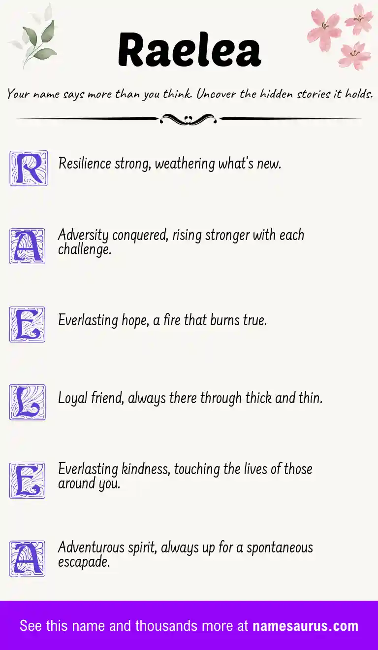 Acrostic poem about Raelea.