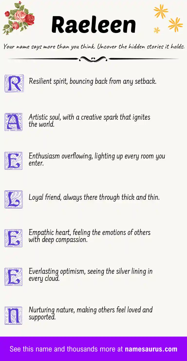 Acrostic poem about Raeleen.