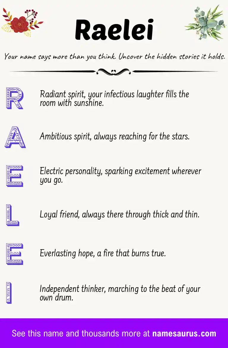Acrostic poem about Raelei.