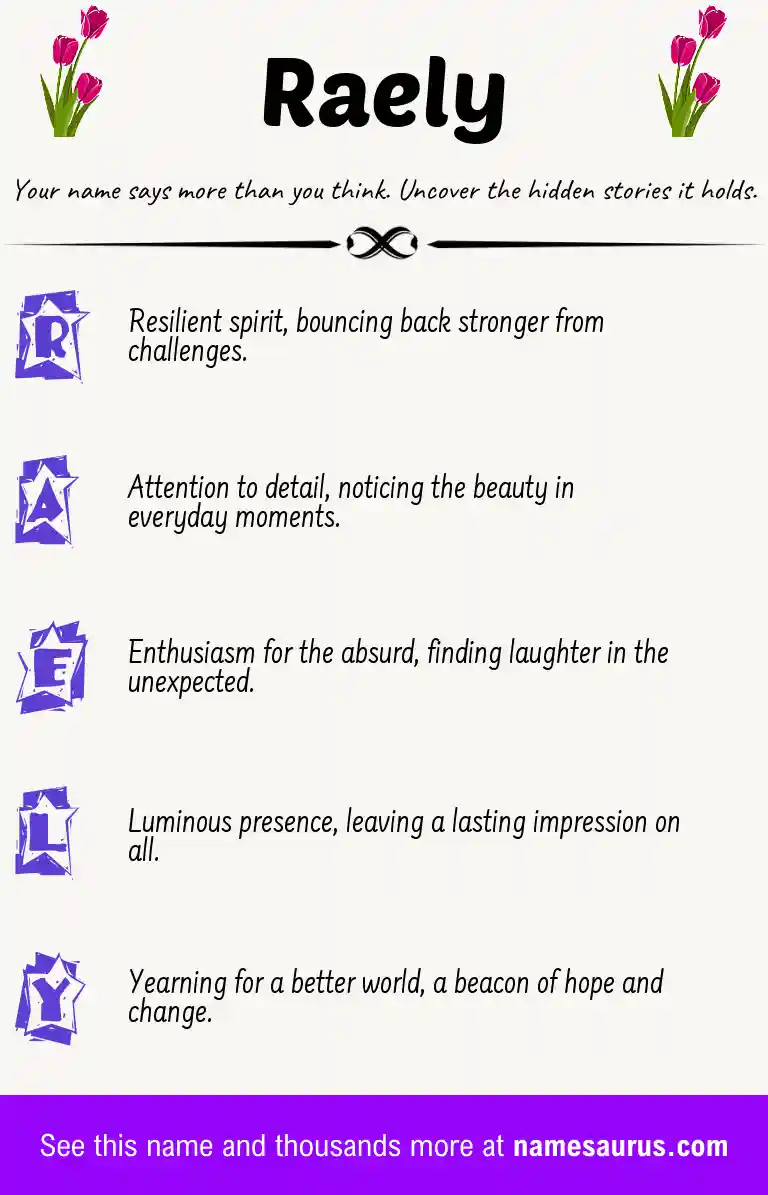 Acrostic poem about Raely.