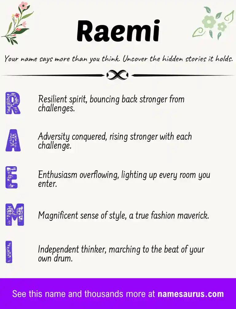 Acrostic poem about Raemi.