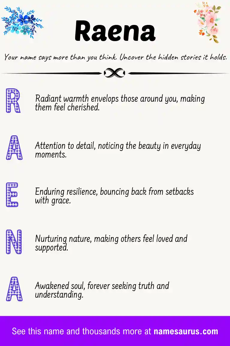 Acrostic poem about Raena.