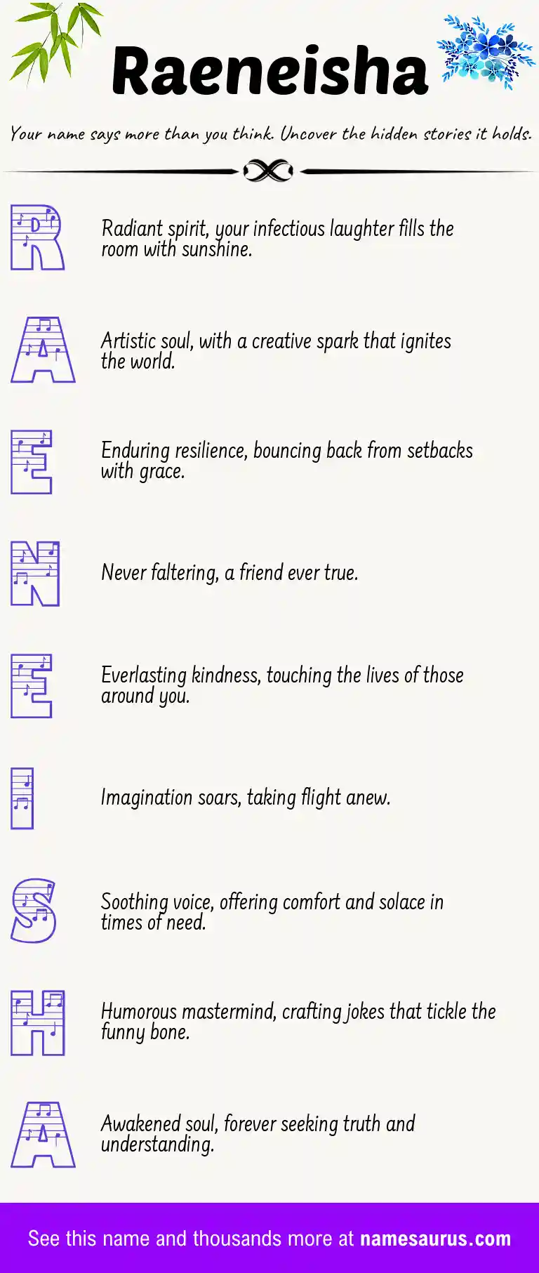 Acrostic poem about Raeneisha.