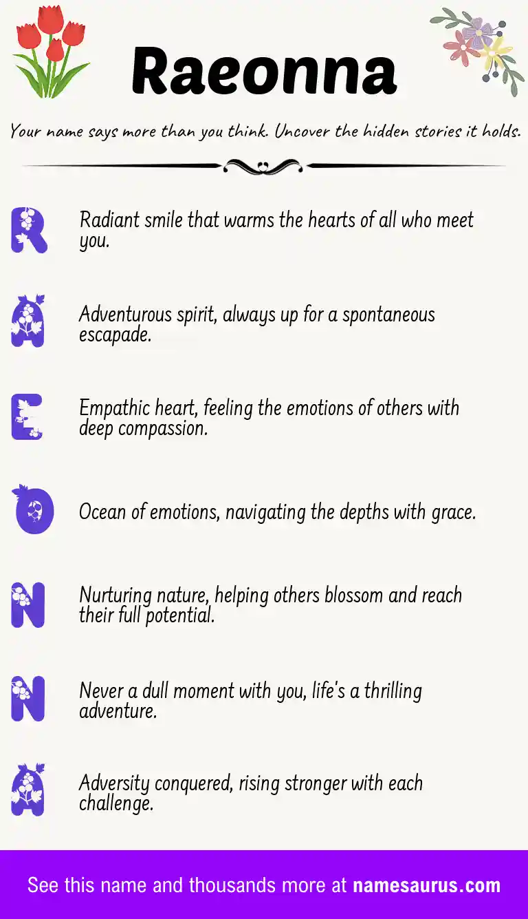 Acrostic poem about Raeonna.