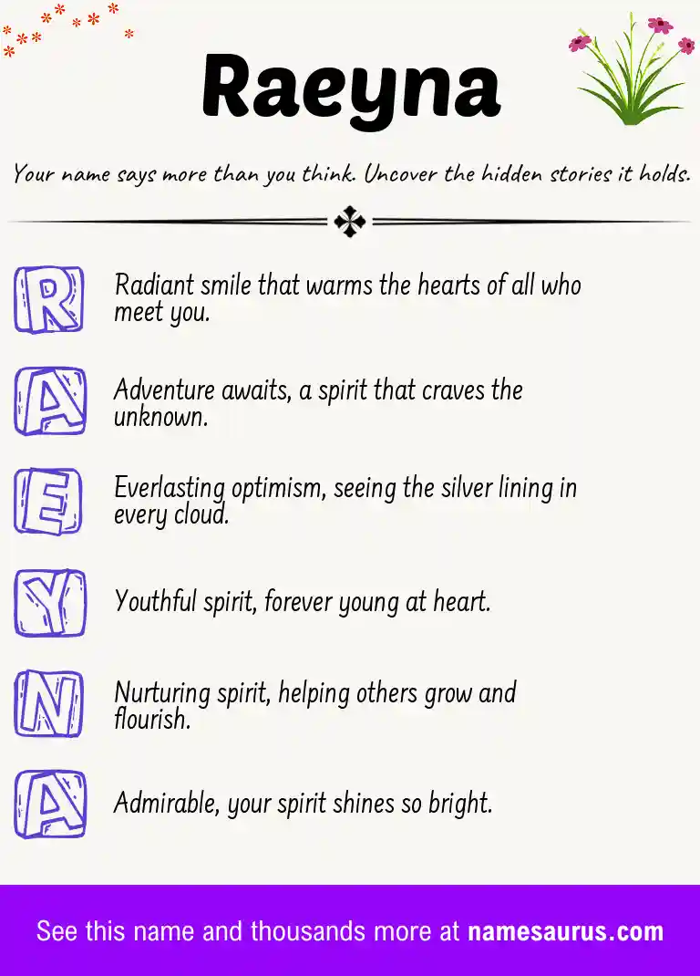 Acrostic poem about Raeyna.