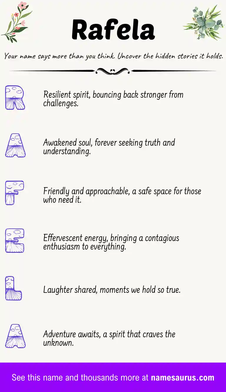 Acrostic poem about Rafela.