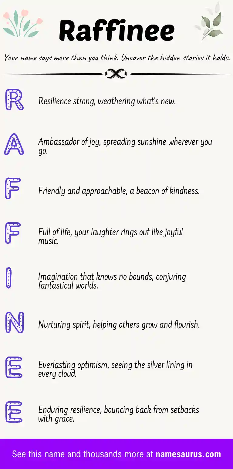 Acrostic poem about Raffinee.