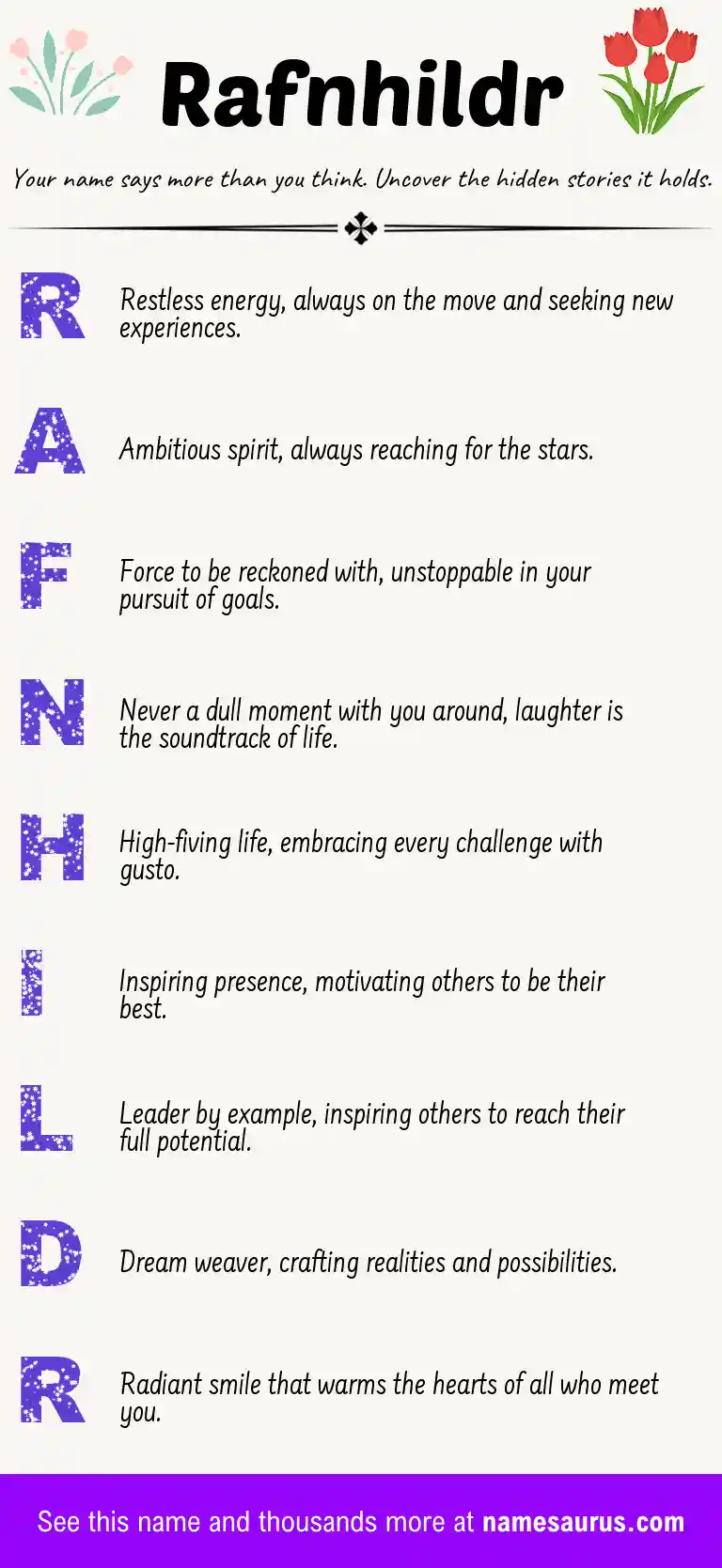 Acrostic poem about Rafnhildr.