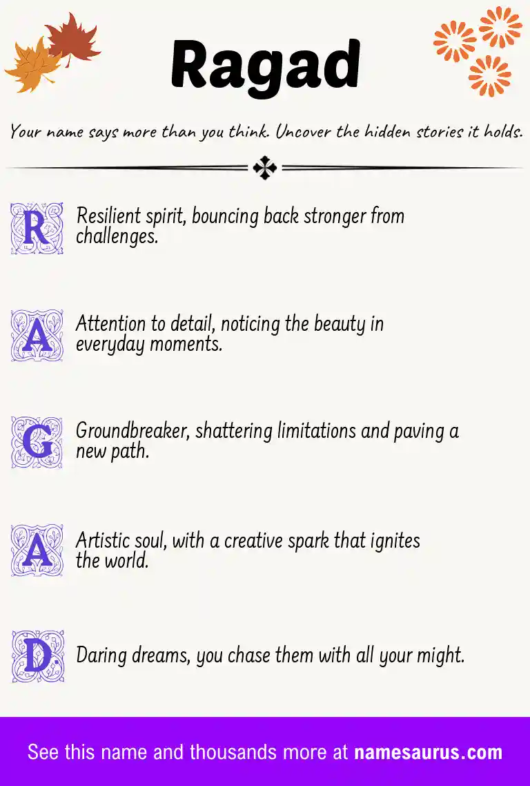 Acrostic poem about Ragad.