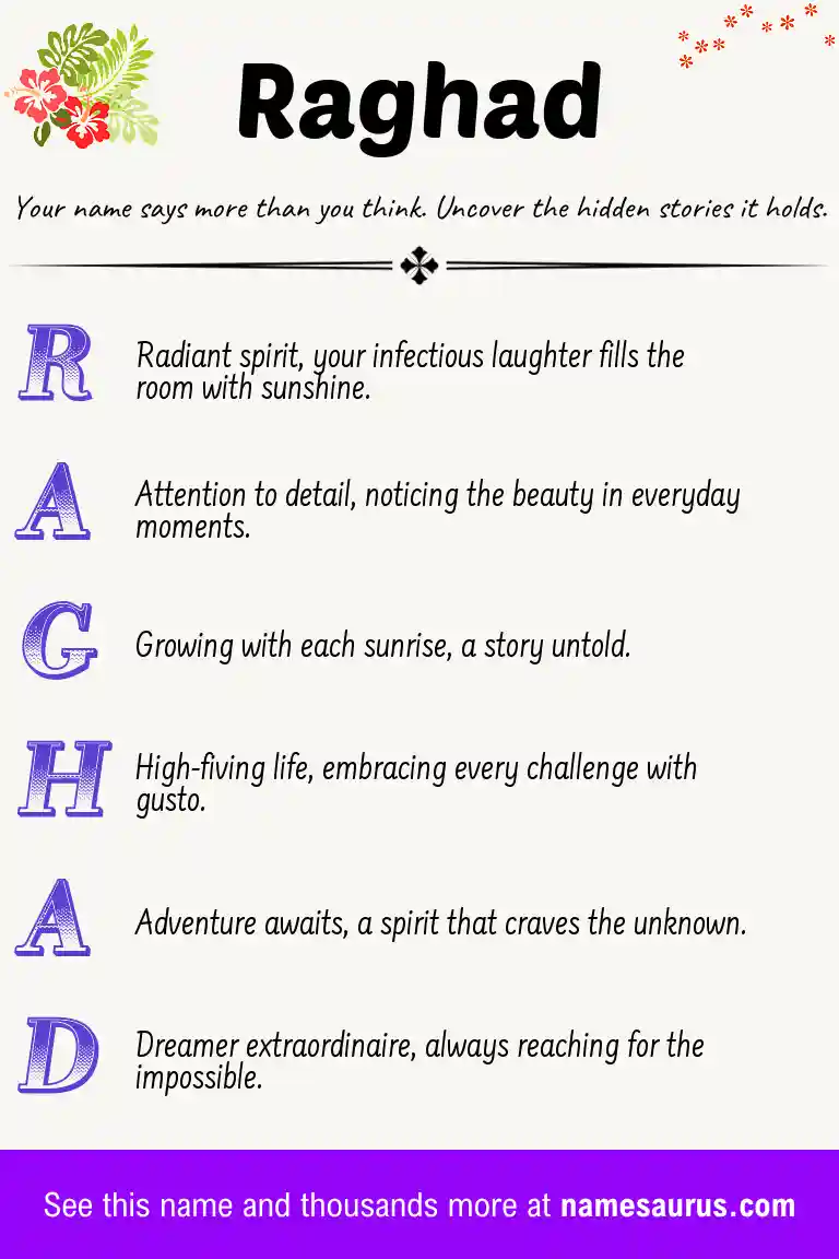 Acrostic poem about Raghad.