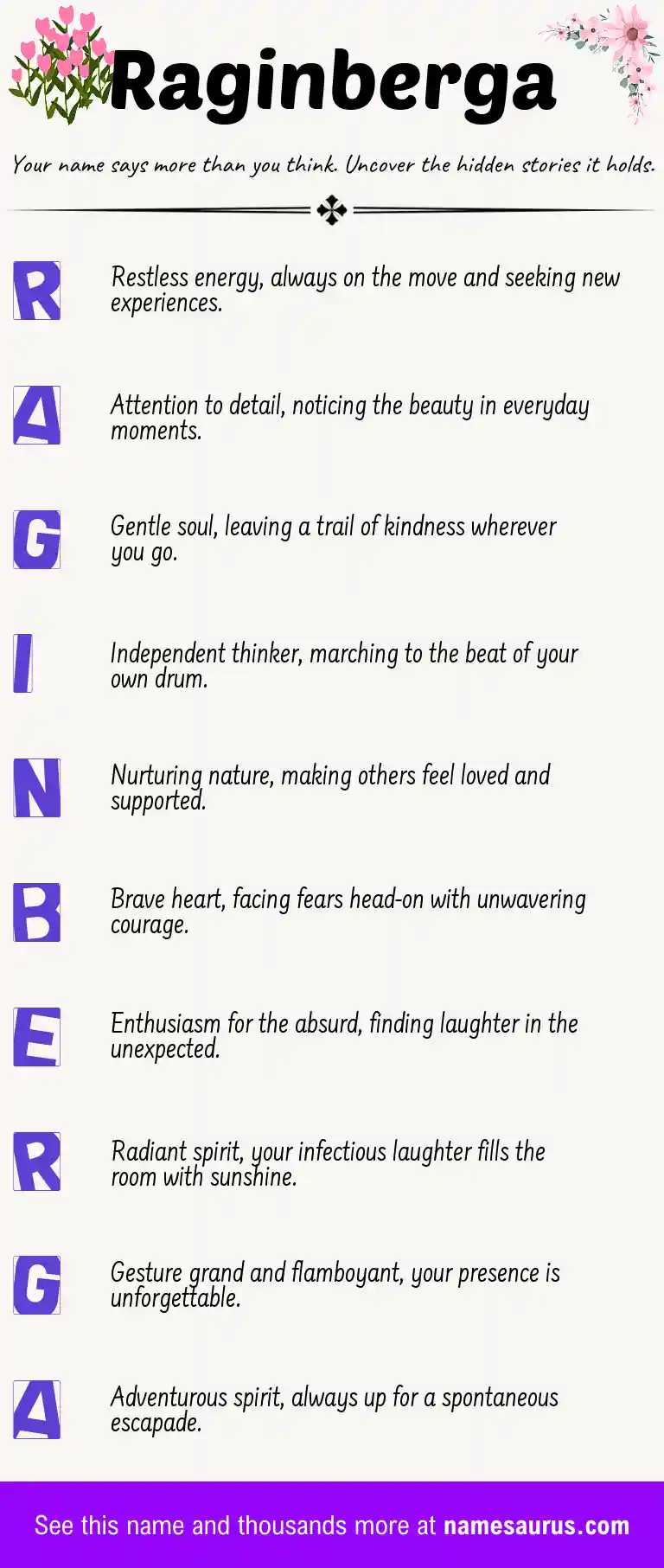 Acrostic poem about Raginberga.
