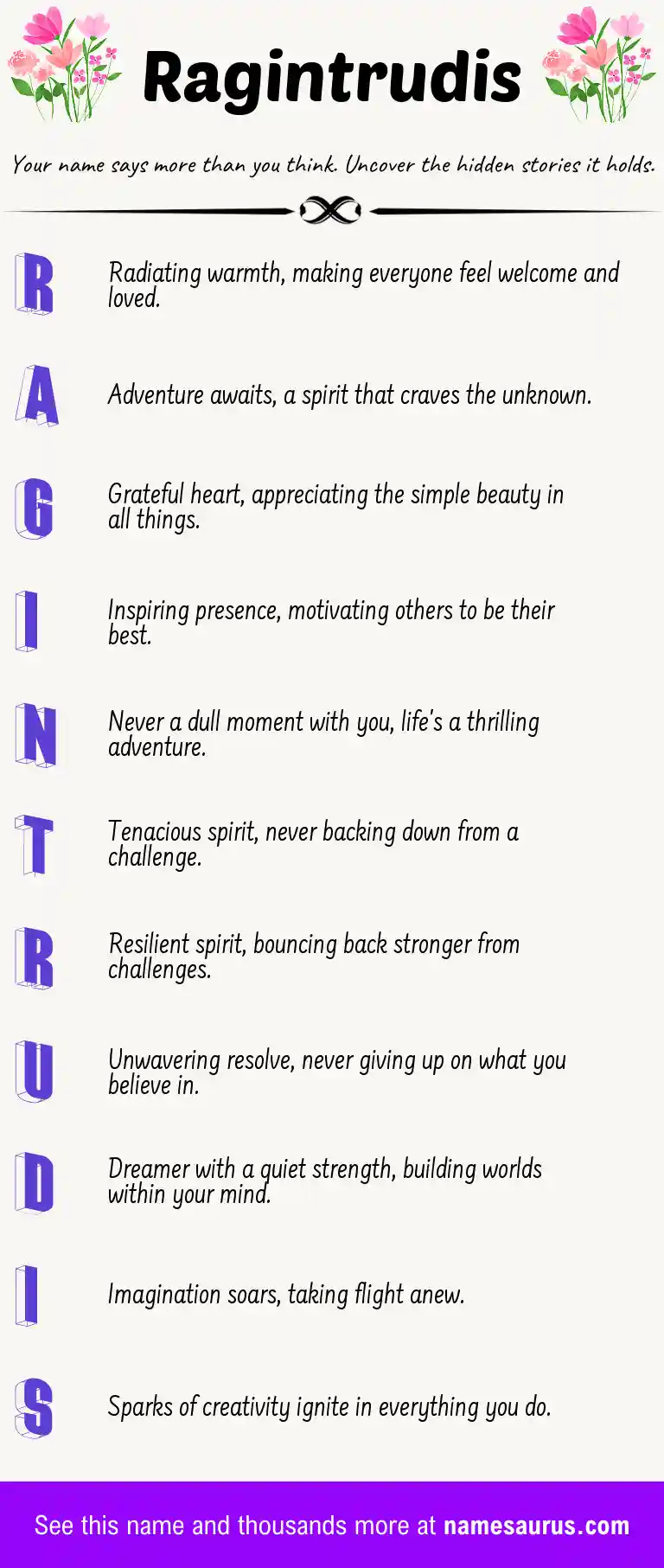 Acrostic poem about Ragintrudis.