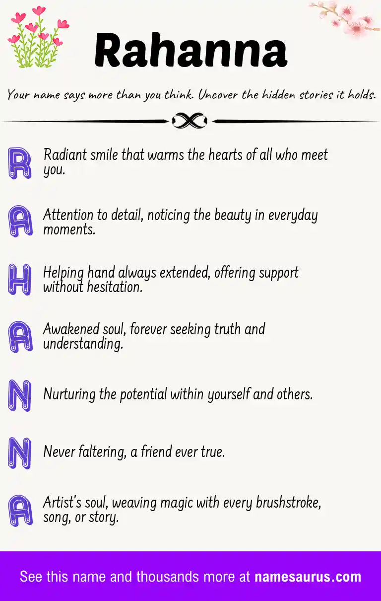 Acrostic poem about Rahanna.