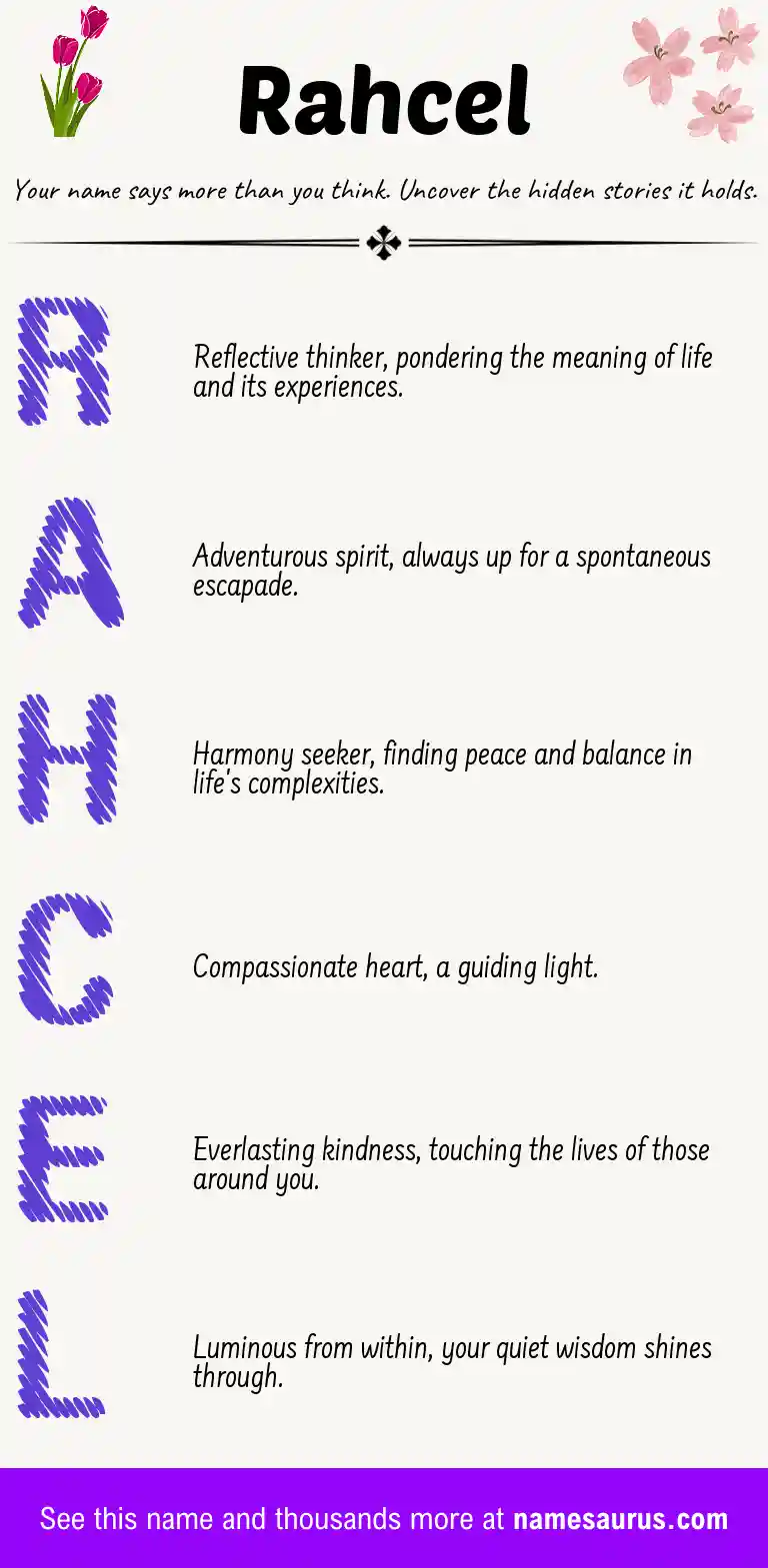 Acrostic poem about Rahcel.