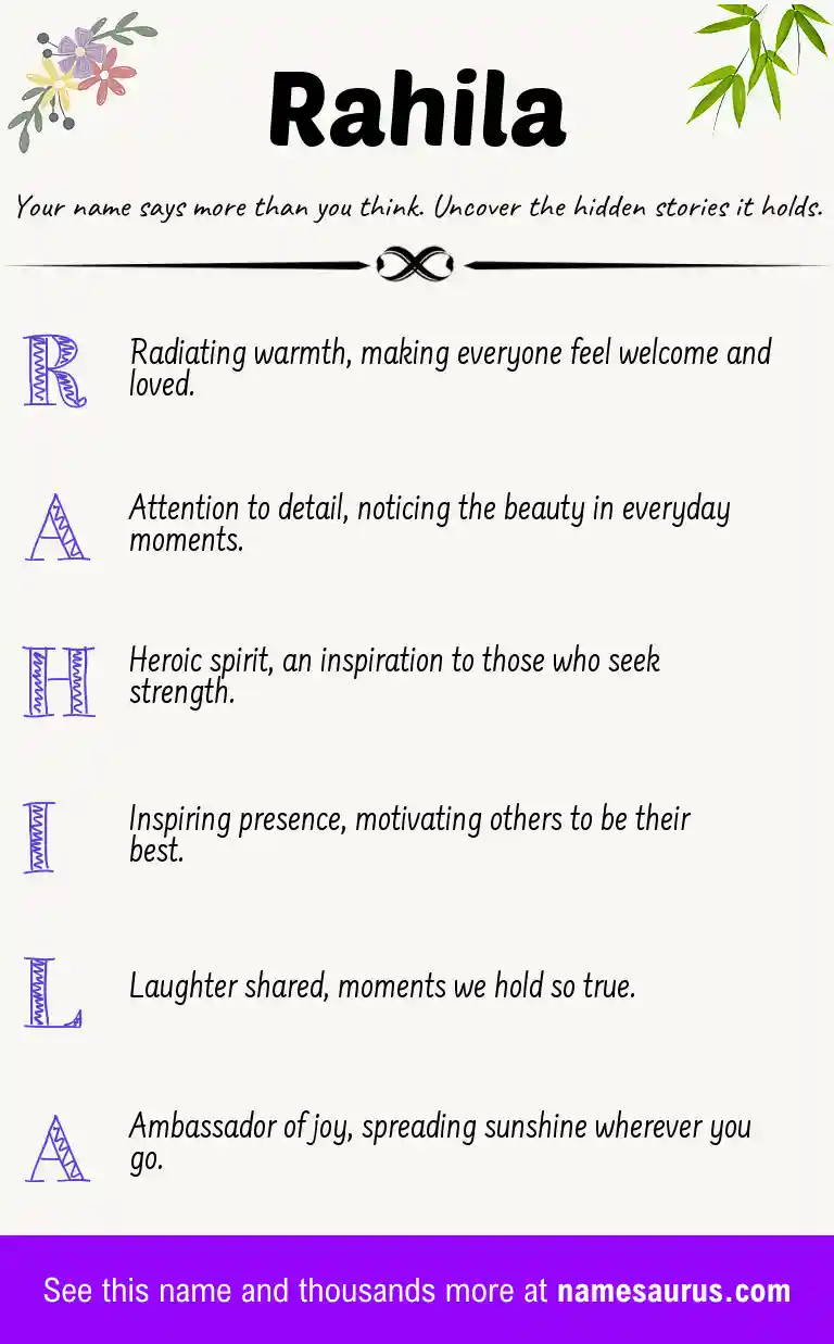 Acrostic poem about Rahila.